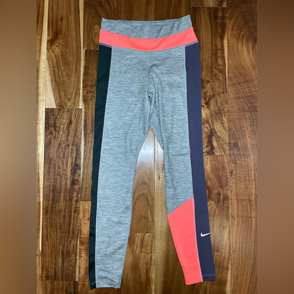 Nike Dri-Fit Colorblock Leggings - Gray, Black, Purple and Pink - Picture 2 of 9
